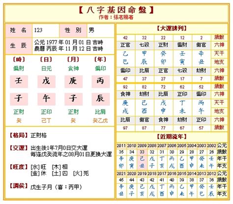 八字排盤及解說|免費八字命盤